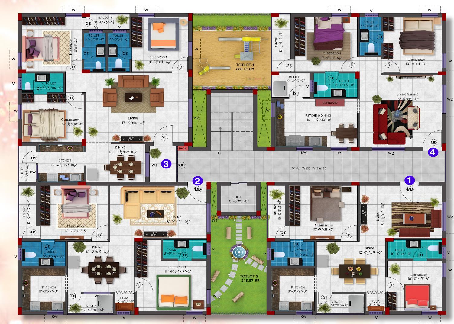  sai-padmavathi-enclave Typical Floor Plan