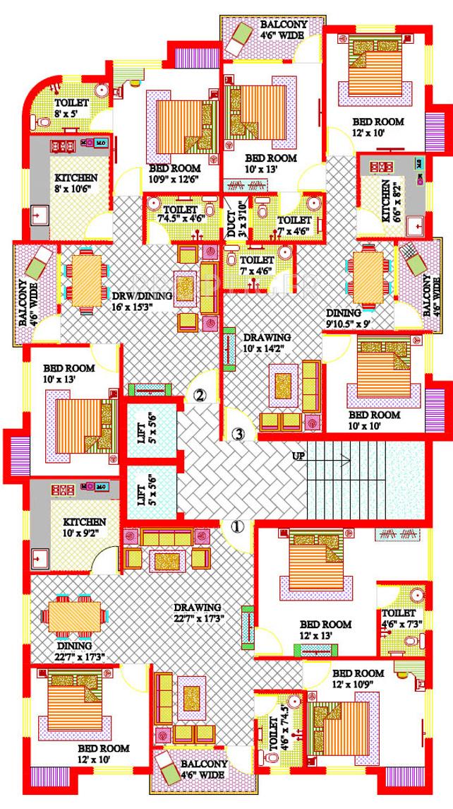  arbinda-complex Block B Typical Cluster Plan