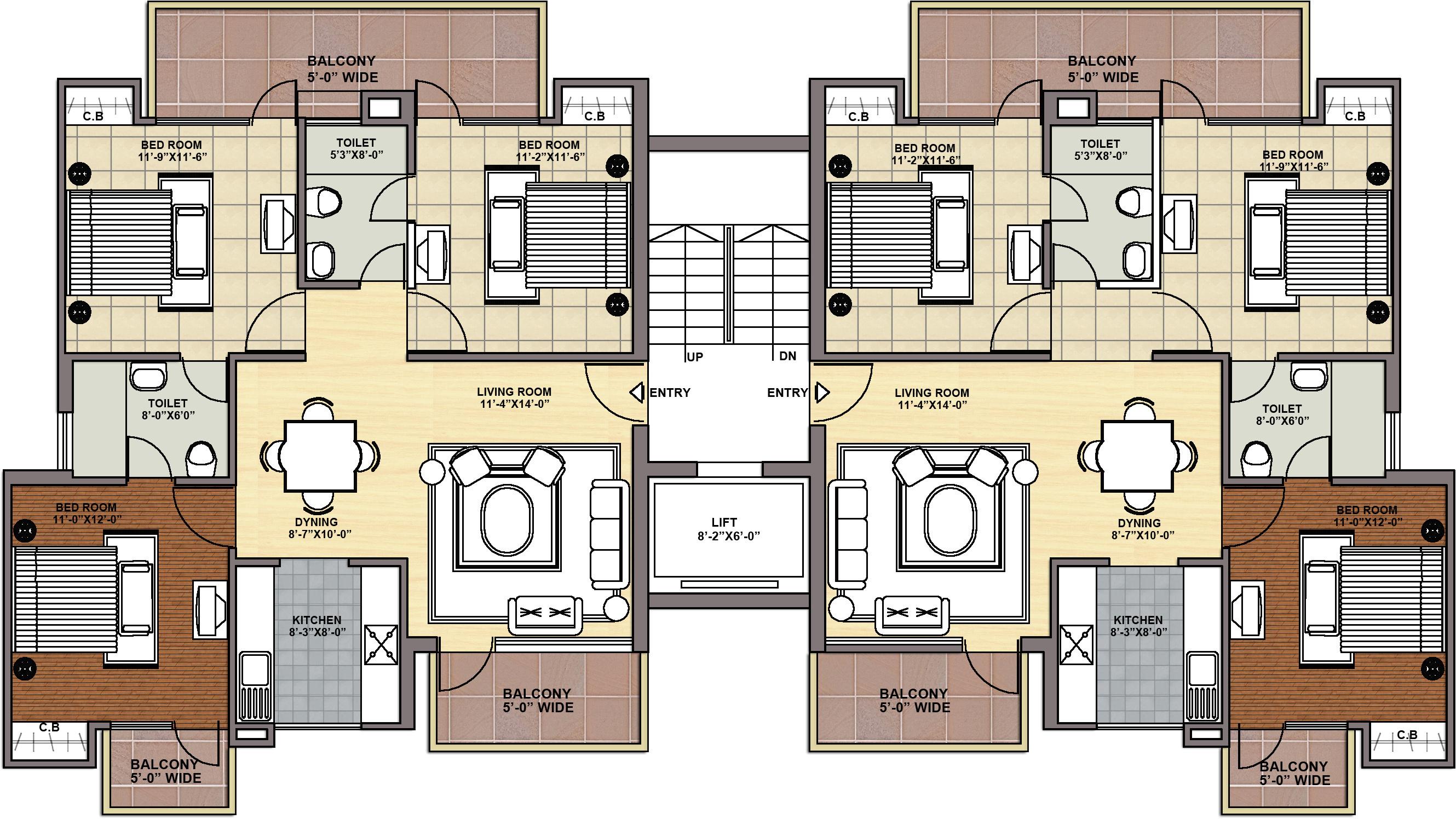  my-floors Block 1 Wing B Cluster Plan