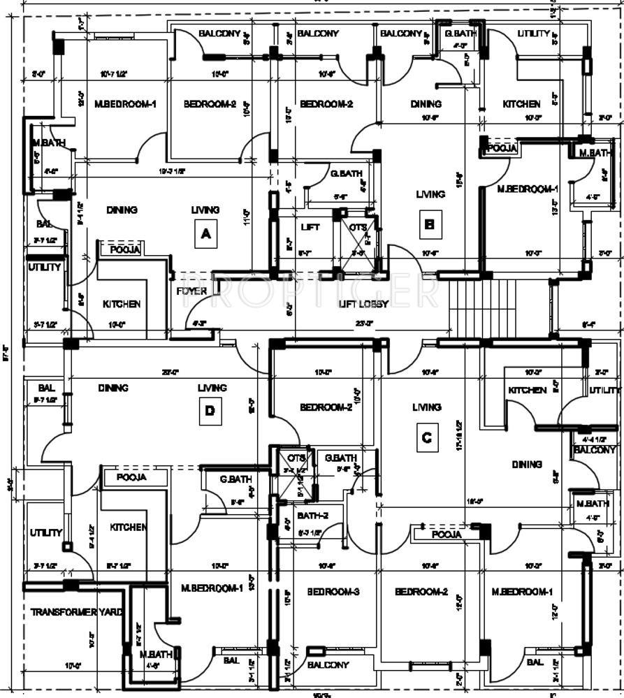 Build Tech Constructions Malar Sunflowers Typical Cluster Plan