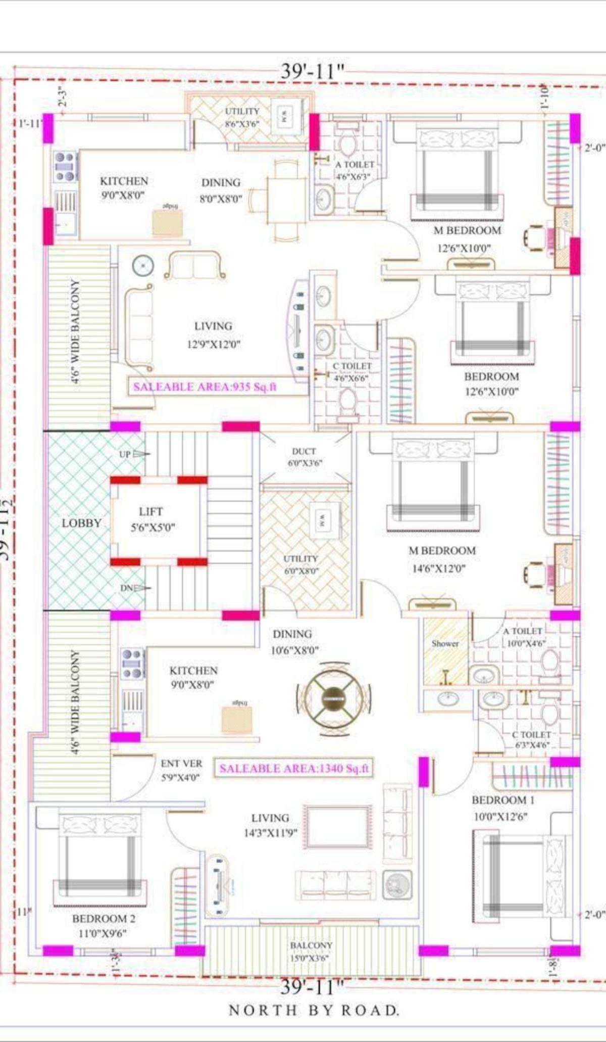 temple-bells Urban Temple Bells Cluster Plan For Typical Floor