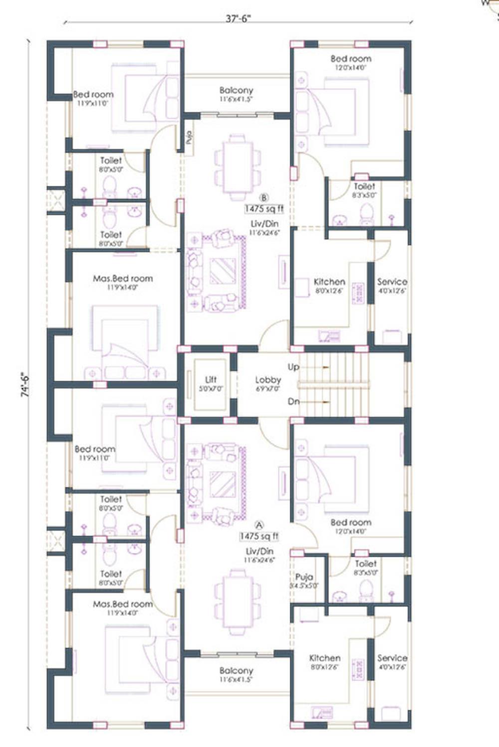 nalanda-enclave Nalanda Enclave Cluster Plan from 1st to 4th Floor
