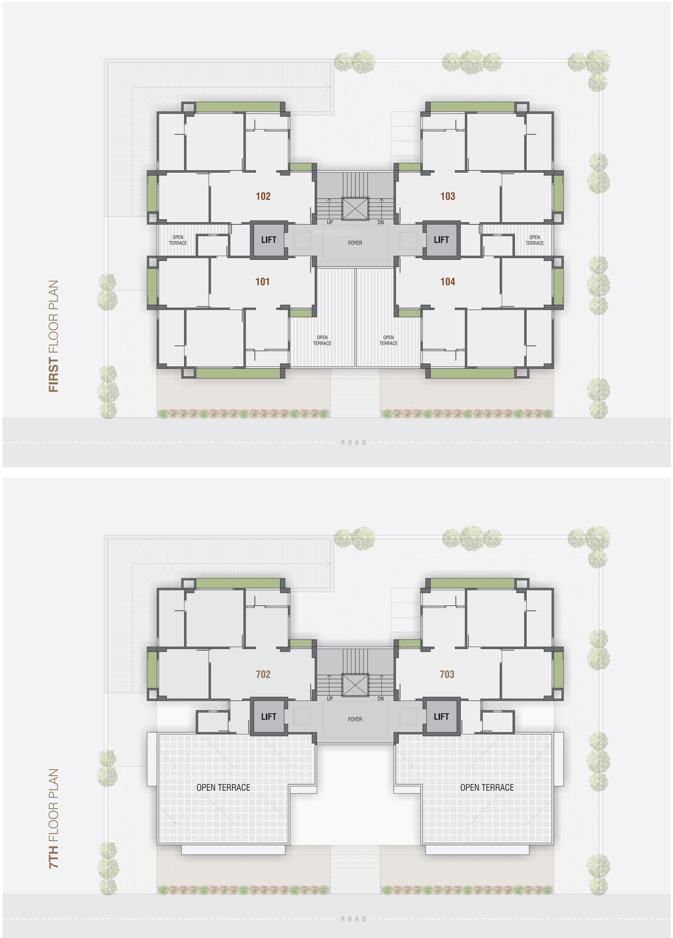 greens Happy Greens Cluster Plan from 1st And 7th Floor