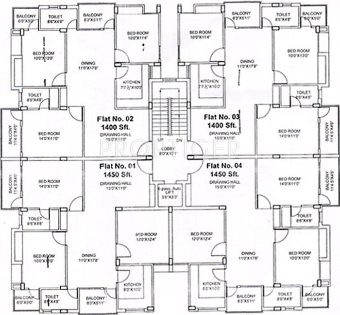 vasundhara-group crest Diamond Crest To Gold Crest Cluster Plan from 1st to 4th Floor