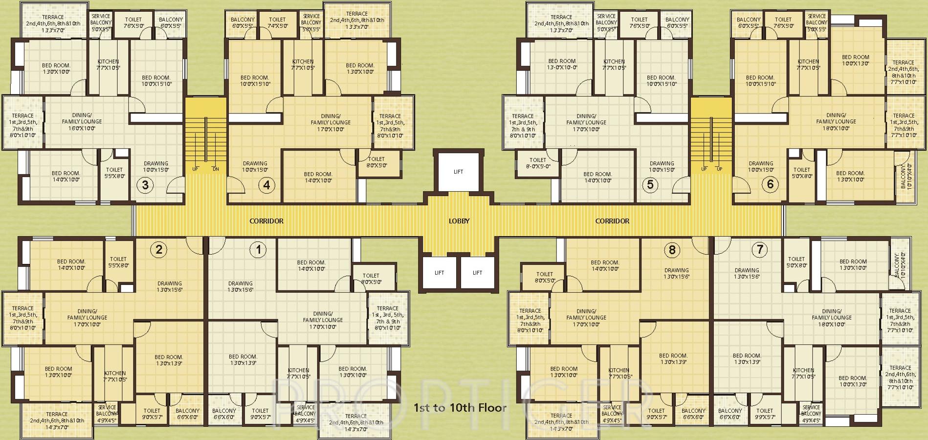 vasundhara-group la-greeno La Greeno Cluster Plan from 1st to 10th Floor